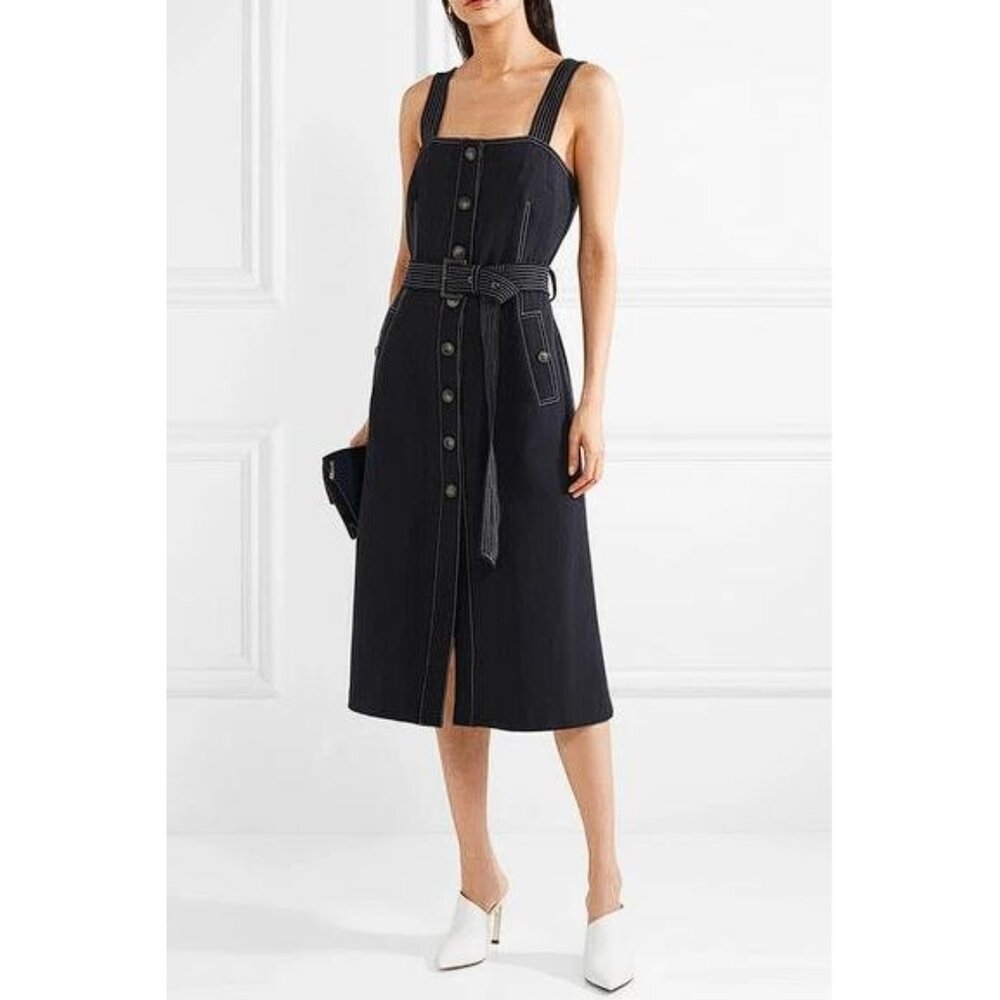 VERONICA BEARD Women's Adora Belted Button-Front Midi Dress